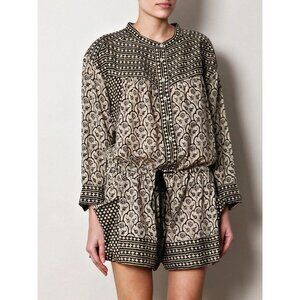 Isabel Marant Etoile Hana Romper Jumpsuit Longsleeve Oversized Batik XL 42 RARE